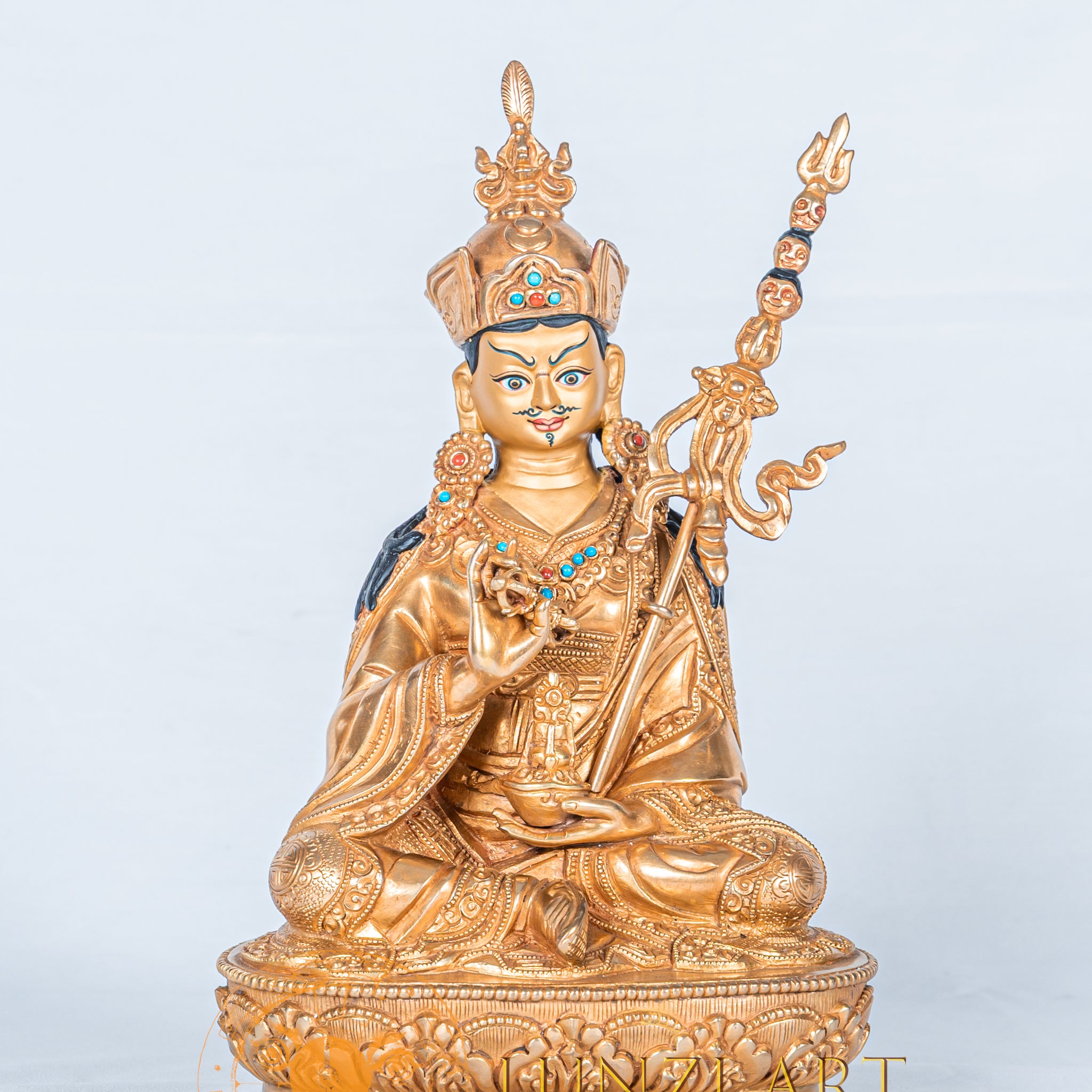 Guru Rinpoche (Padmasambhava) Statue | Fully Gold-Plated Copper