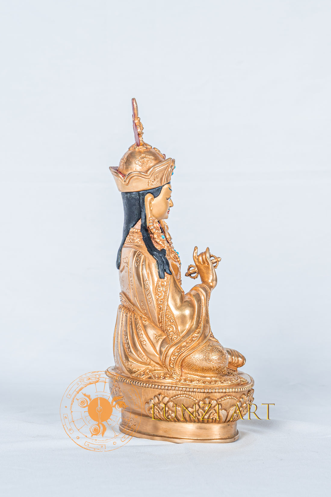Guru Rinpoche (Padmasambhava) Statue | Fully Gold-Plated Copper