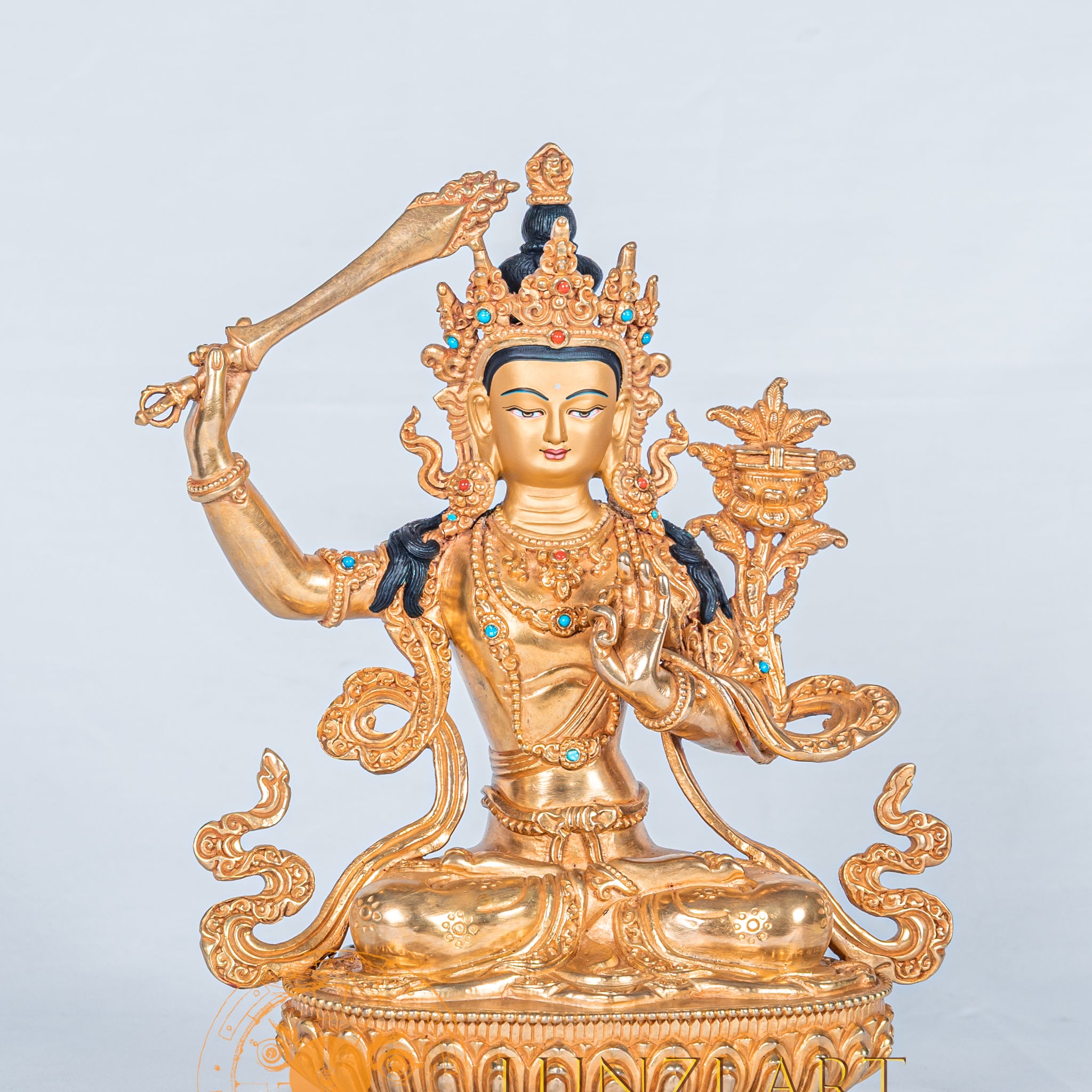 Manjushri Statue | Fully Gold-Plated Copper