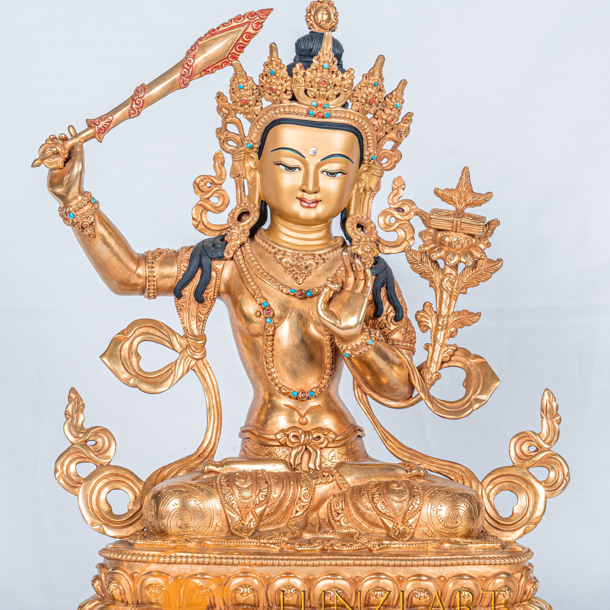 Manjushri Statue | Fully Gold-Plated Copper