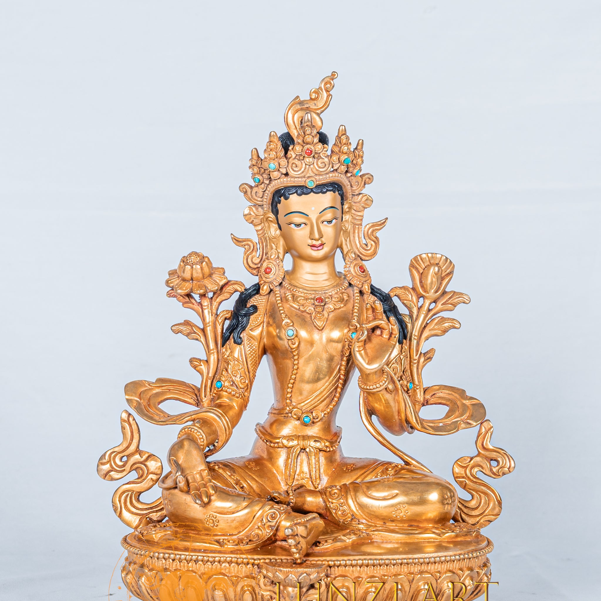 Green Tara Statue | Fully Gold-Plated Copper