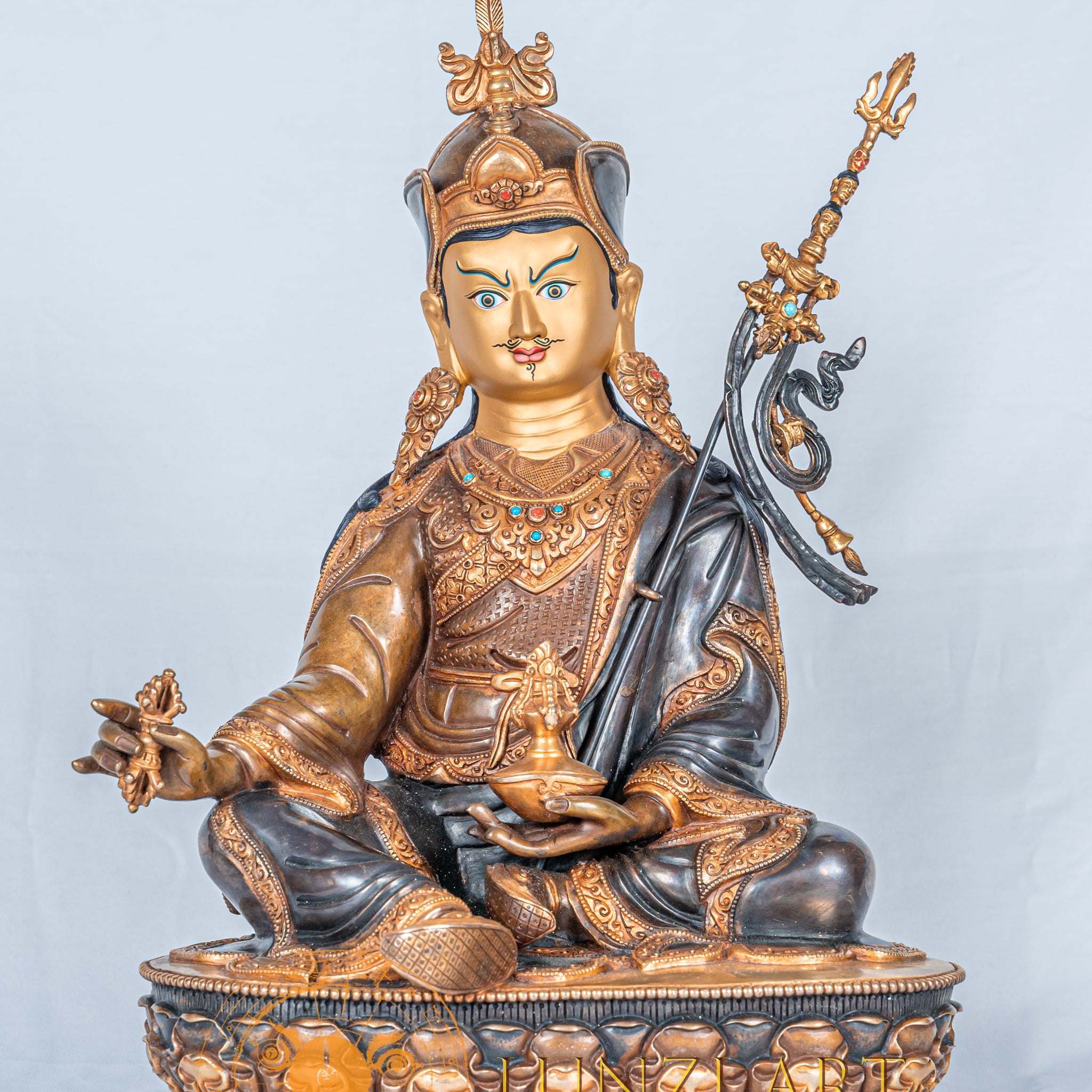 Guru Rinpoche (Padmasambhava) Statue | Copper with Partial Gold Plating