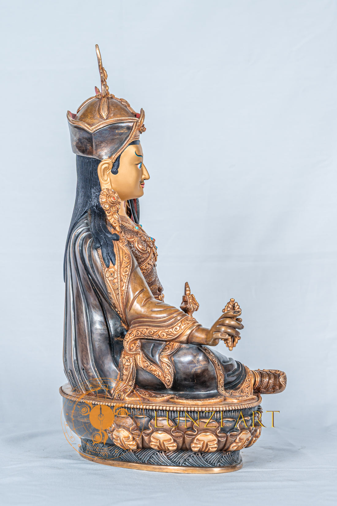 Guru Rinpoche (Padmasambhava) Statue | Copper with Partial Gold Plating