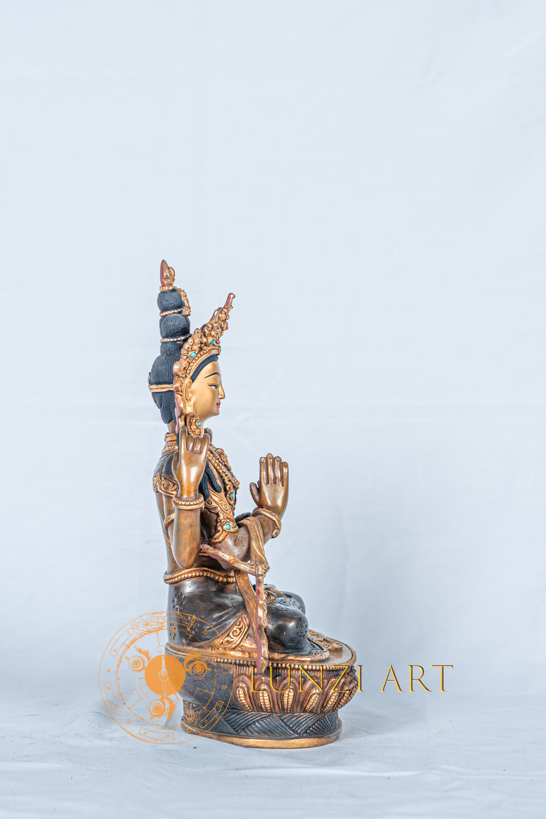 Four Armed Chenrezig Avalokitesvara Statue | Half Gold Plated