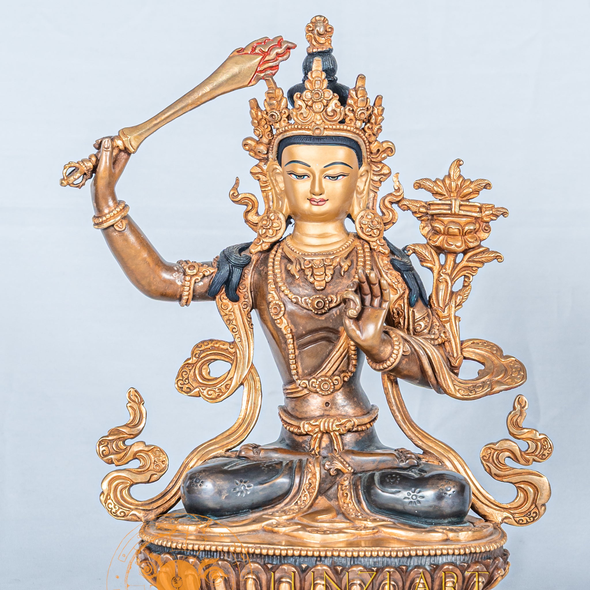 Manjushree Statue | Half Gold Plated