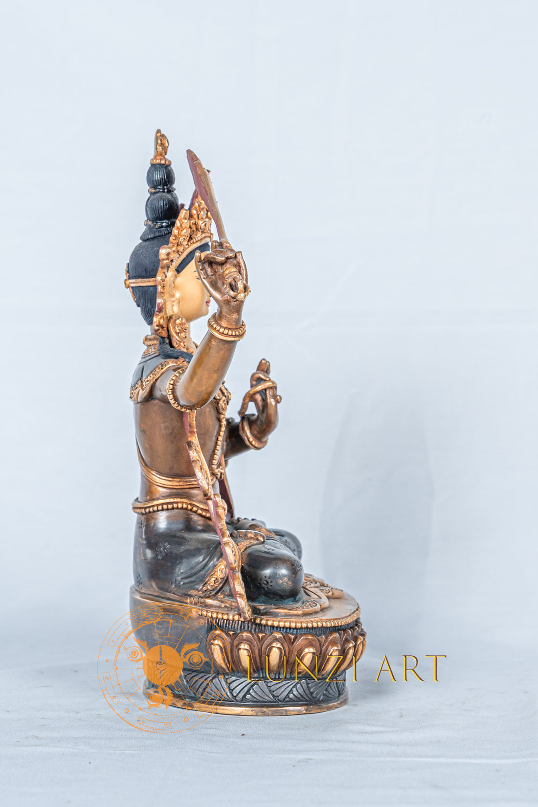 Manjushree Statue | Half Gold Plated