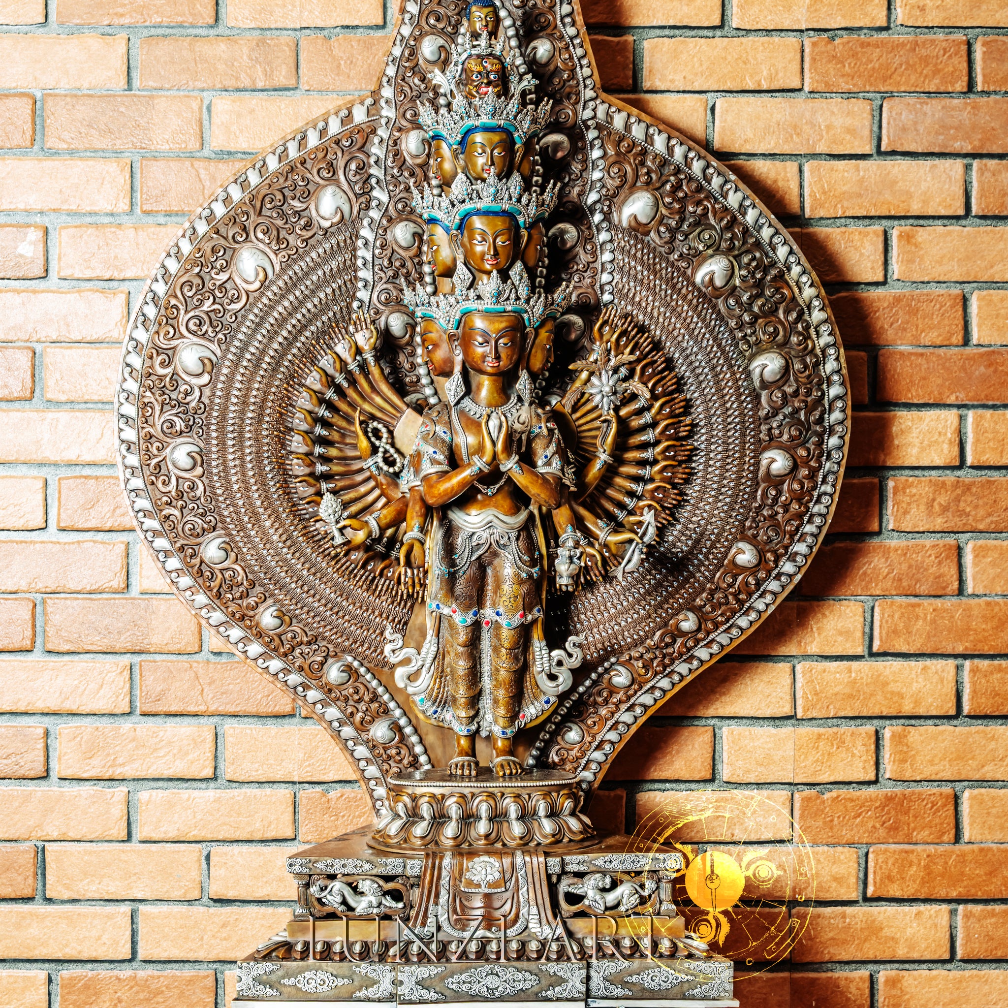 Large Multi-Faceted Thousand-Armed Avalokiteshvara Standing Statue — Masterfully Crafted by a Nationally Certified Artisan