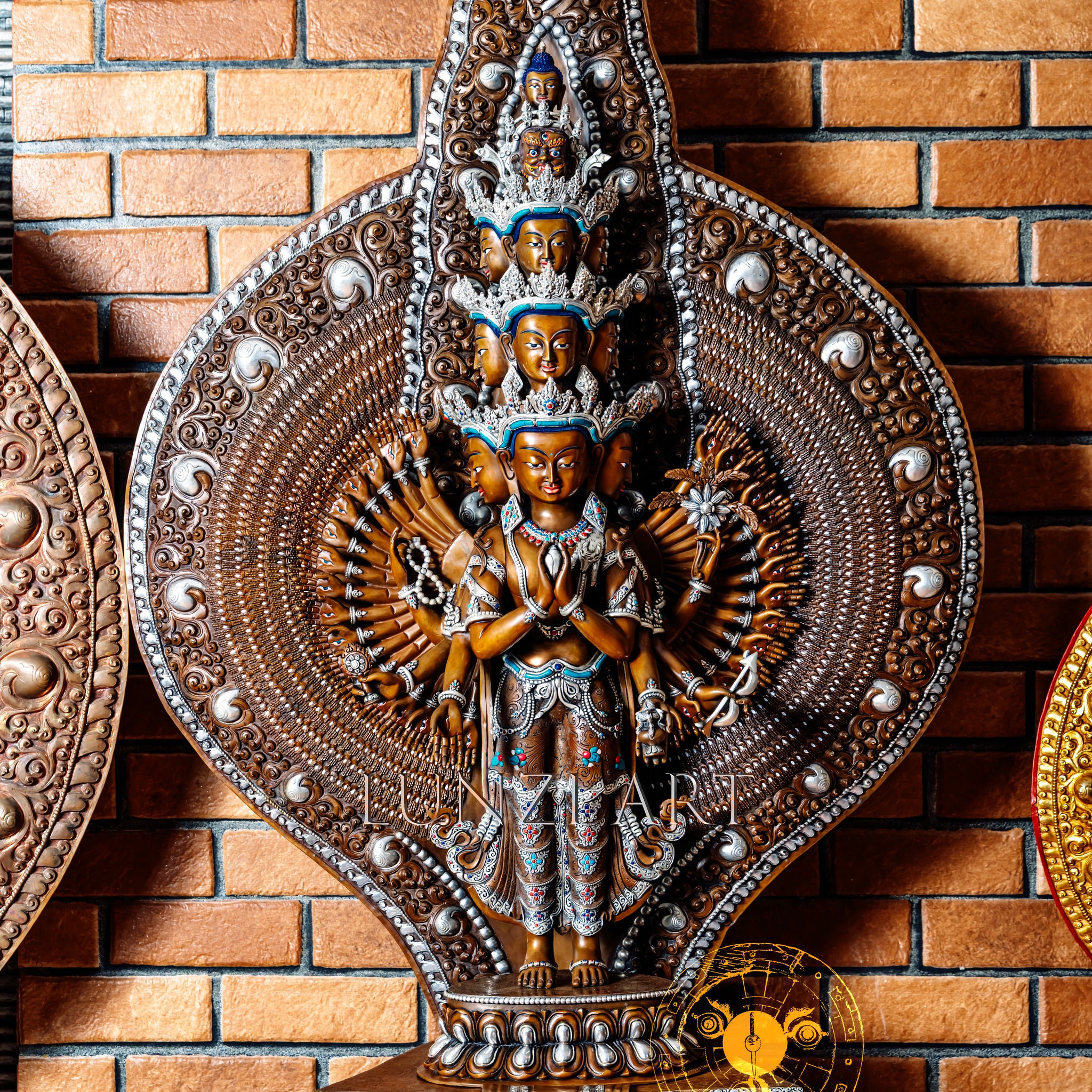 Large Multi-Faceted Thousand-Armed Avalokiteshvara Standing Statue — Masterfully Crafted by a Nationally Certified Artisan