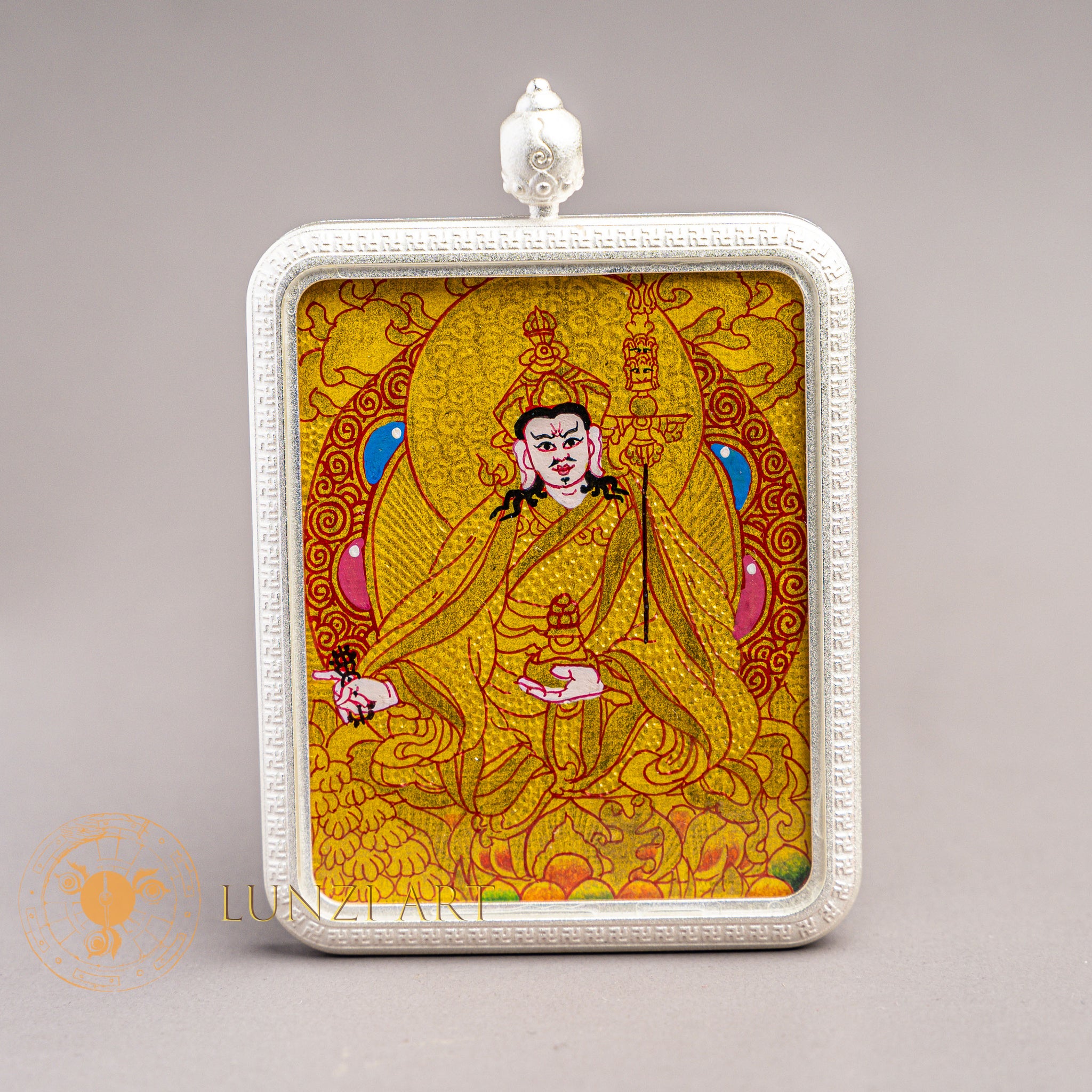 Hand-Painted Guru Rinpoche Ghau Locket Thangka