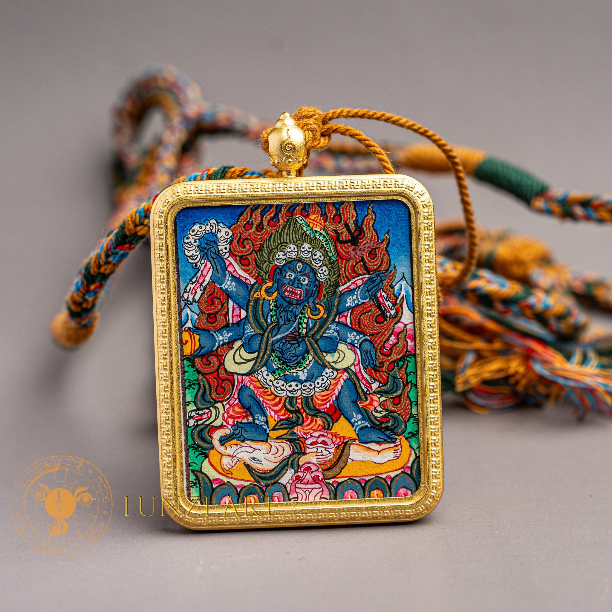 Hand-Painted Mahakala Locket Thangka