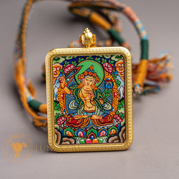 Manjushree Ghau Thangka Locket: The Bodhisattva of Wisdom
