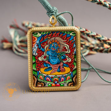 Vajrapani Ghau Thangka Locket: Dynamic Power & Protection