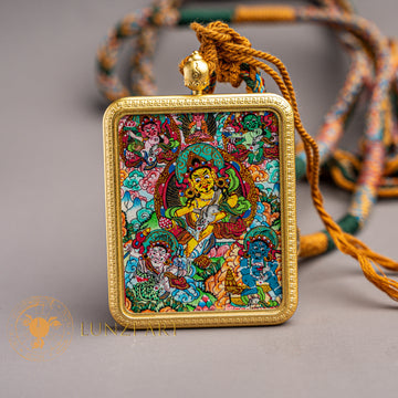 Jambhala Ghau Thangka Locket: Deity of Abundance & Prosperity