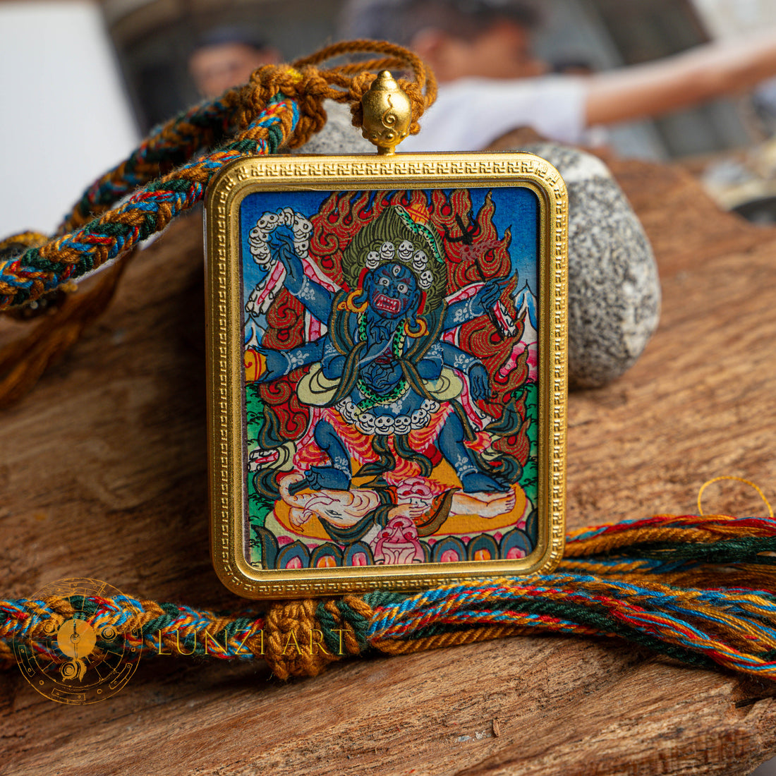 Hand-Painted Mahakala Locket Thangka