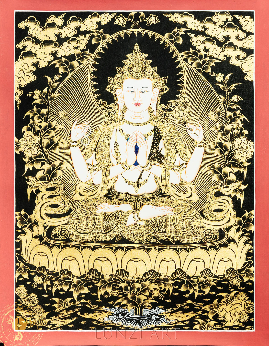 Enlightened Buddha Chenrezig Thangka Painting - Thangka