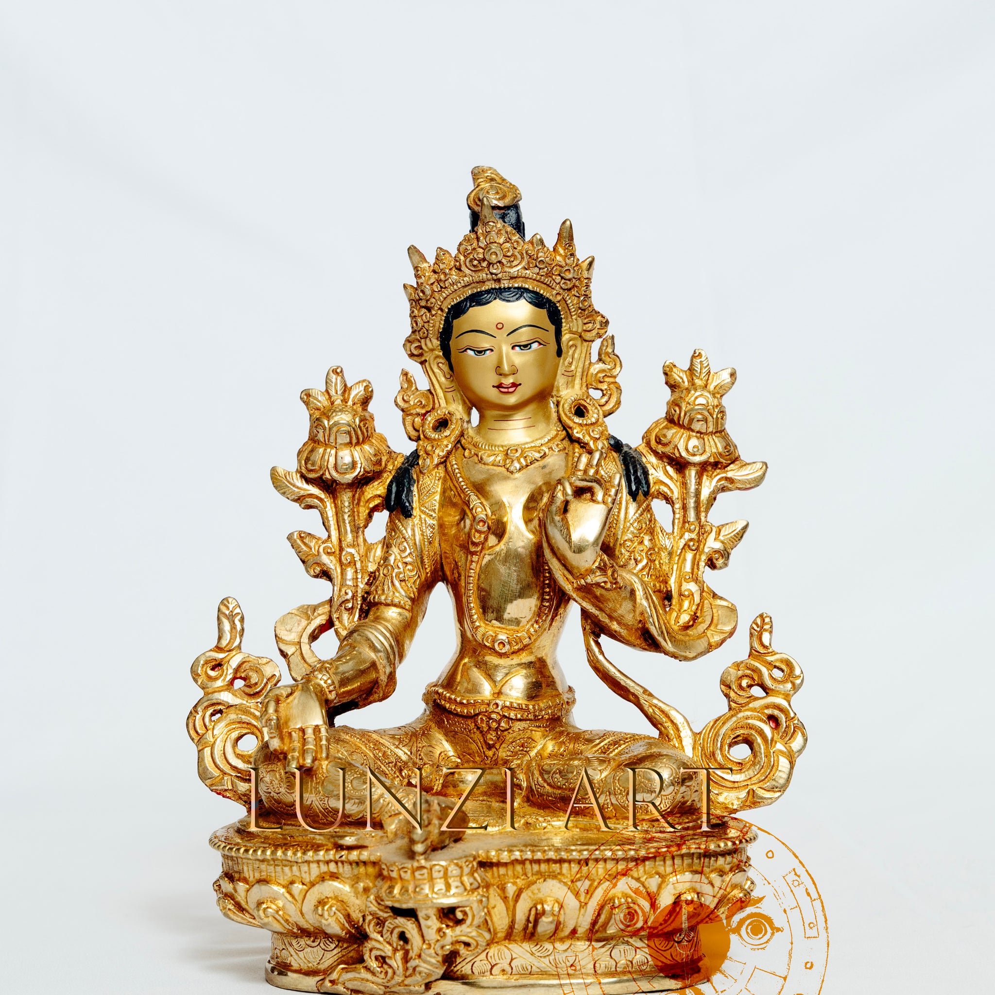 Full Gold-Plated Brass Green Tara - statues