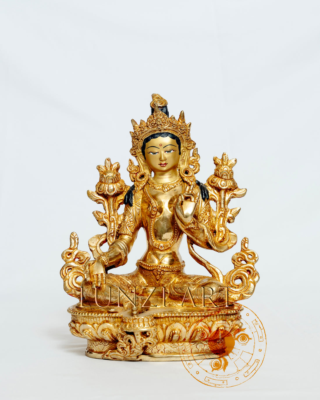 Full Gold-Plated Brass Green Tara - statues