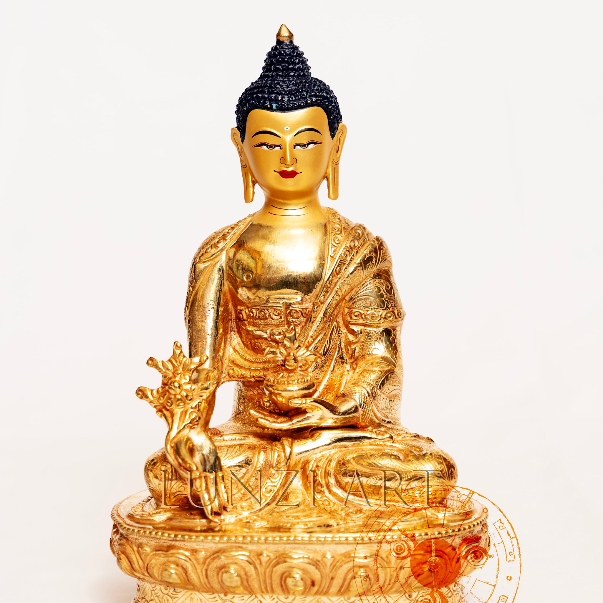 Full Gold-Plated Brass Medicine Buddha - statues