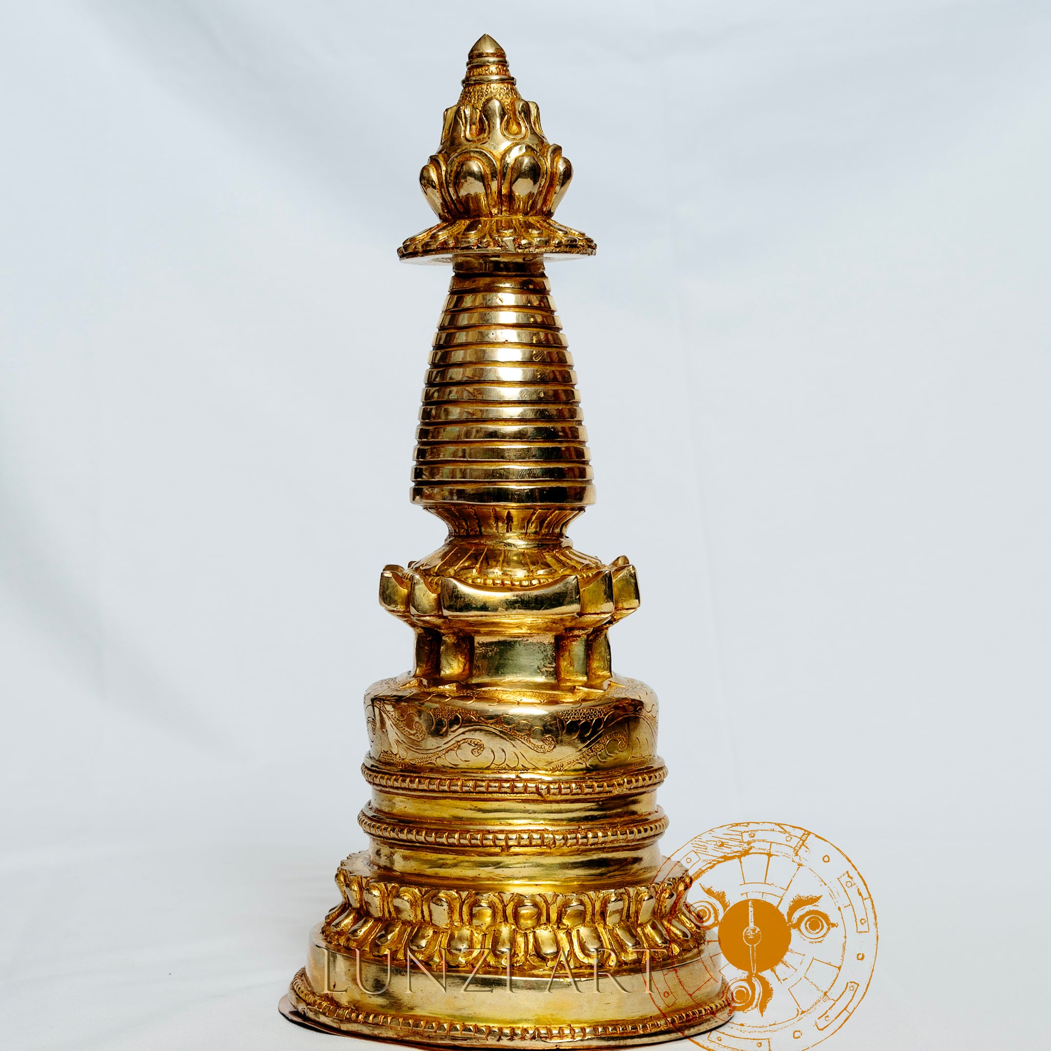 Full Gold Plated Kadampa Style Stupa Chaitya Chorten - statues