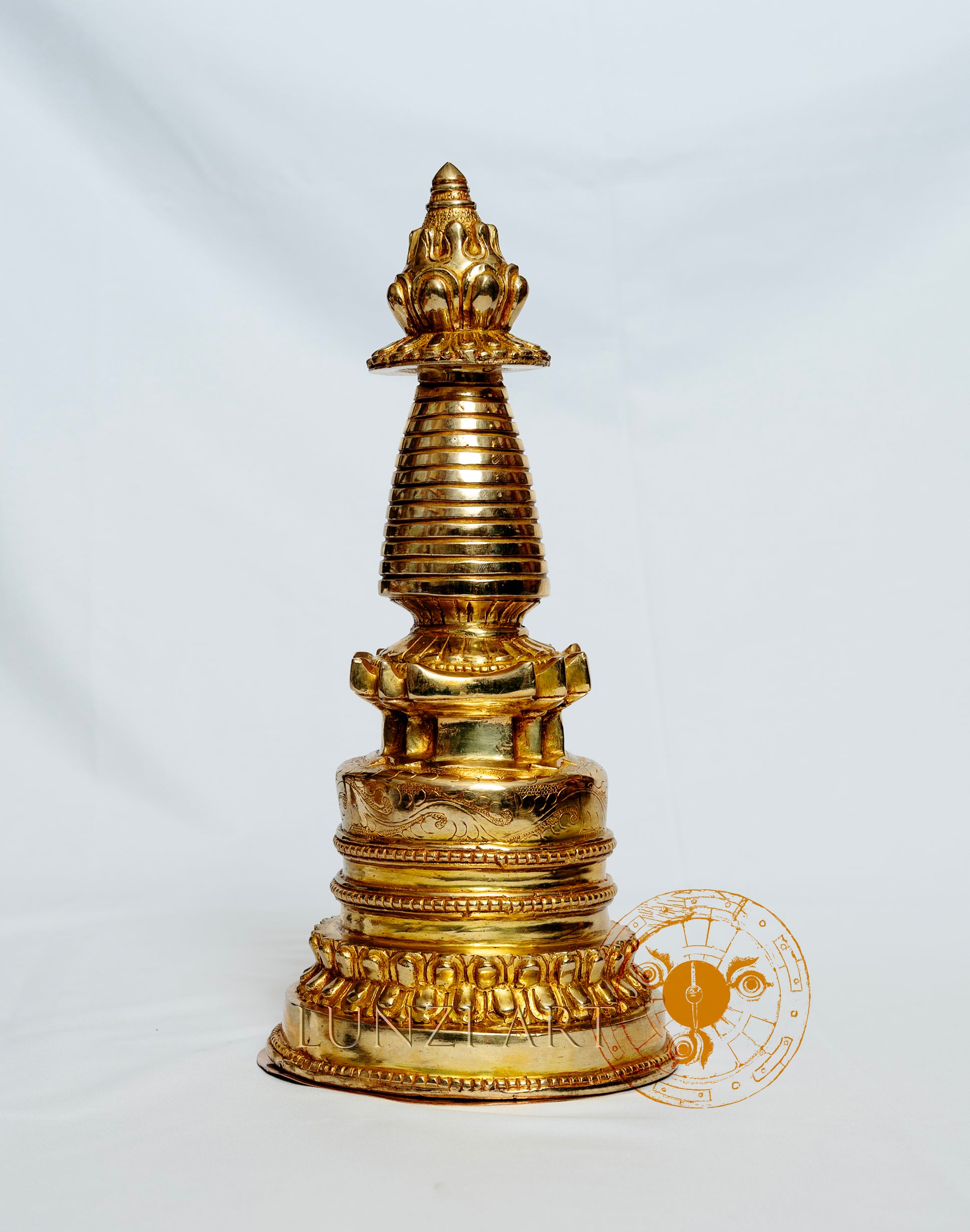 Full Gold Plated Kadampa Style Stupa Chaitya Chorten - statues
