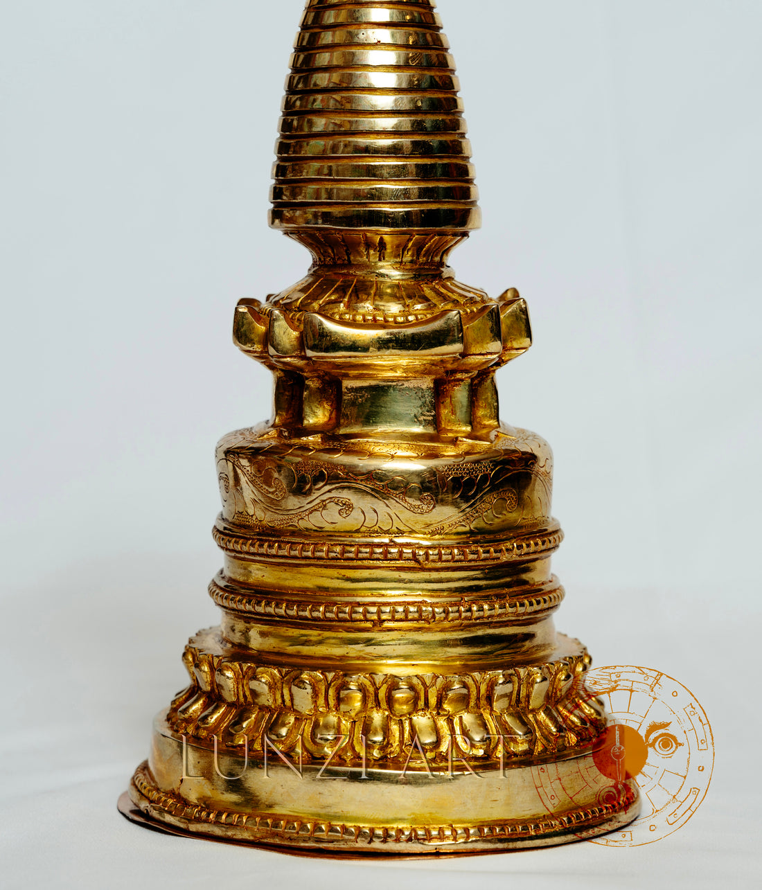 Full Gold Plated Kadampa Style Stupa Chaitya Chorten - statues
