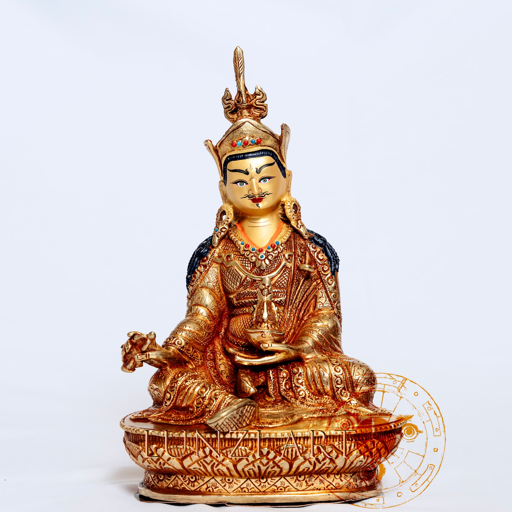 Full Gold-plated Brass Guru Rinpoche - statues