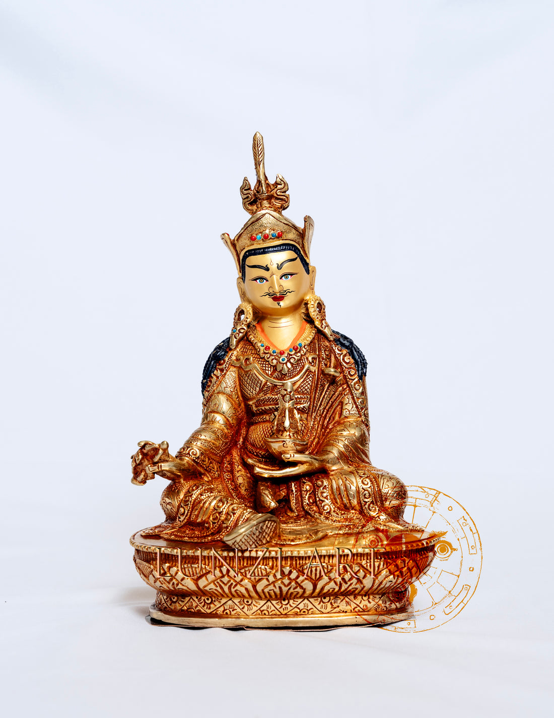 Full Gold-plated Brass Guru Rinpoche - statues