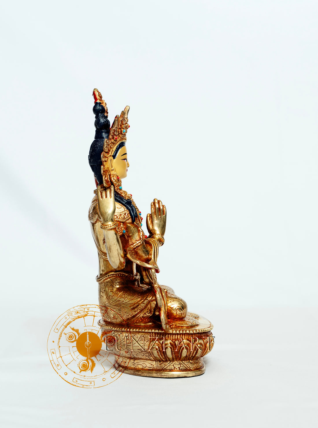 Full Gold plated "Four-armed Seated Chenrezig" - statues