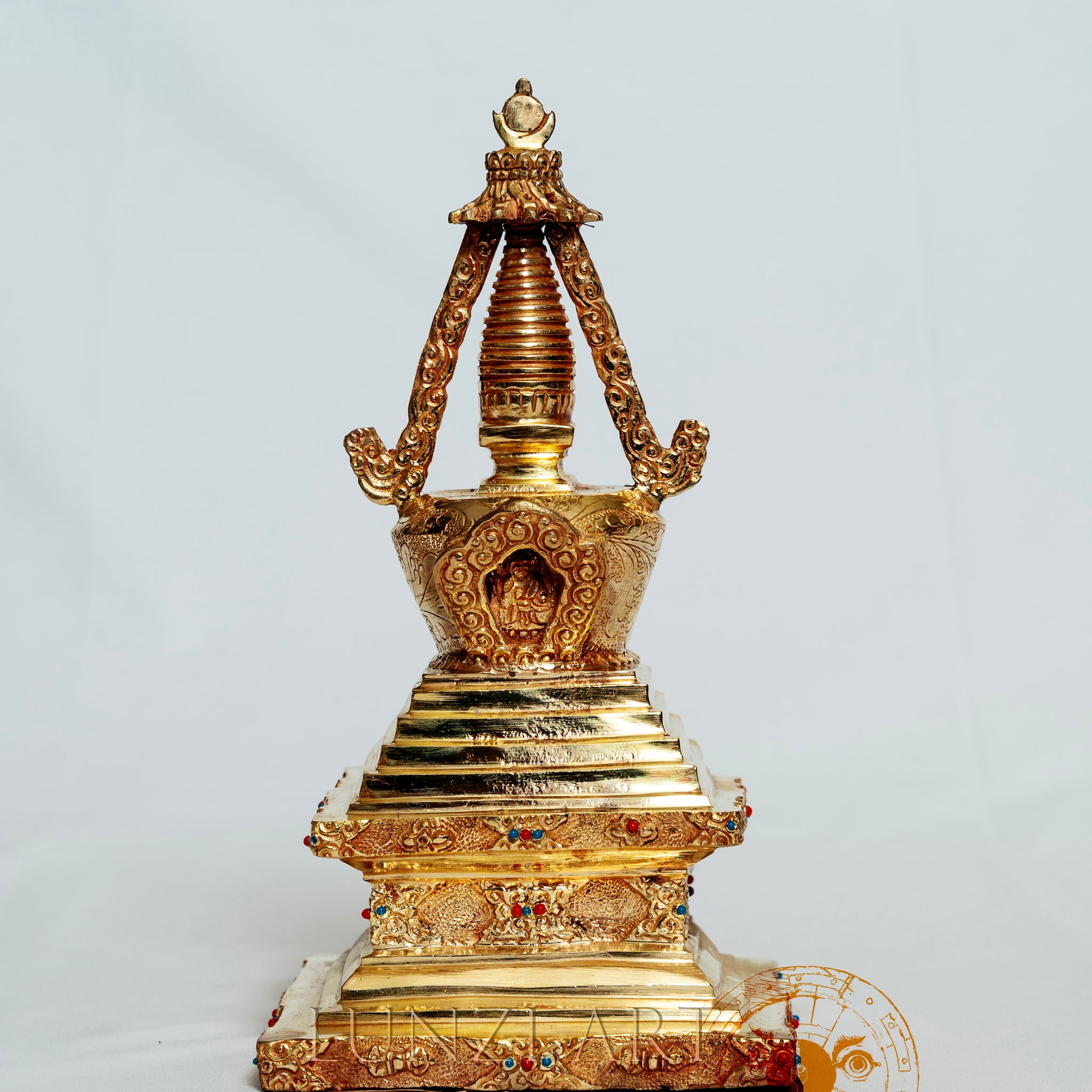 Full Gold-plated brass Stupa - statues