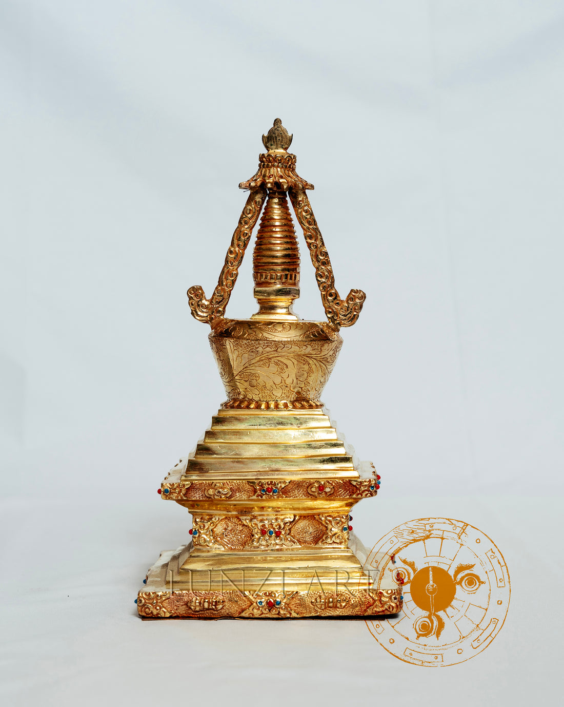 Full Gold-plated brass Stupa - statues