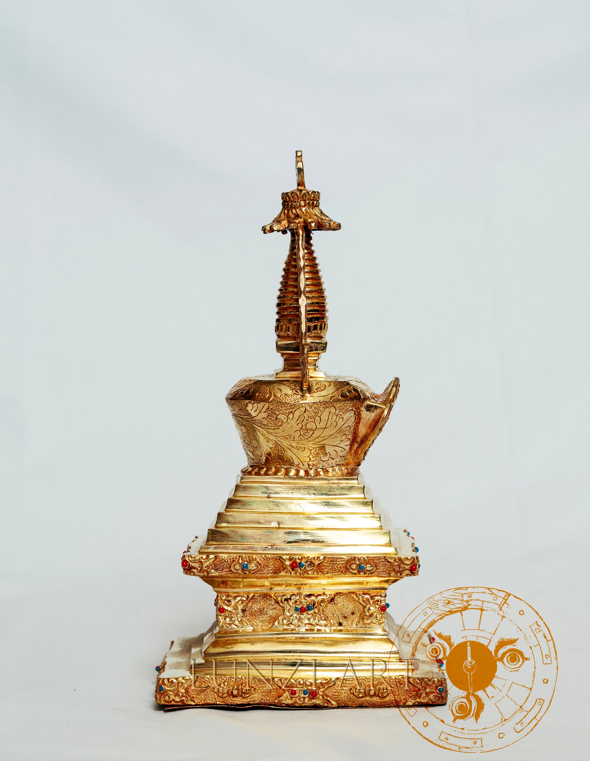 Full Gold-plated brass Stupa - statues