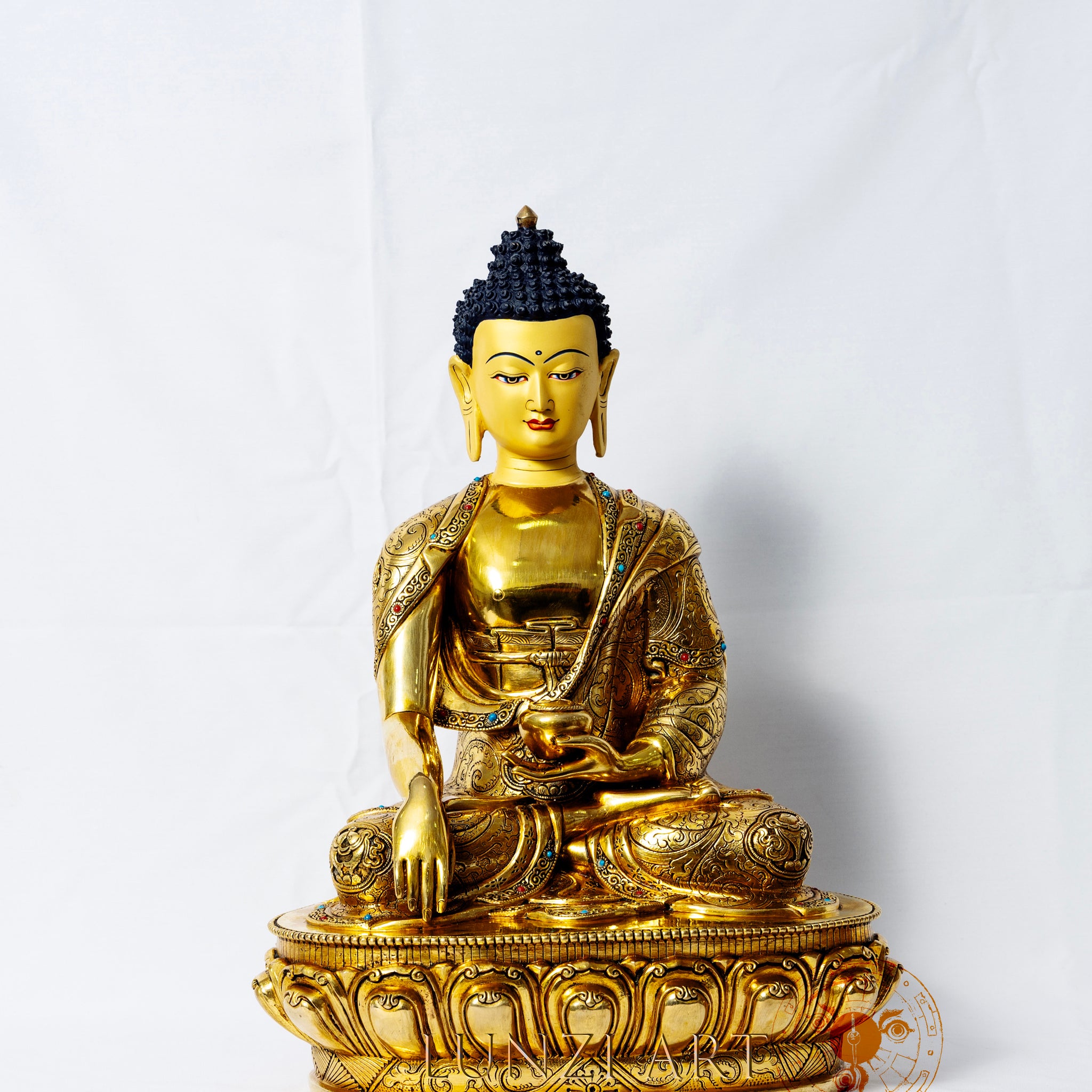 Fully Gilded Copper Buddha Seated Statue - statues