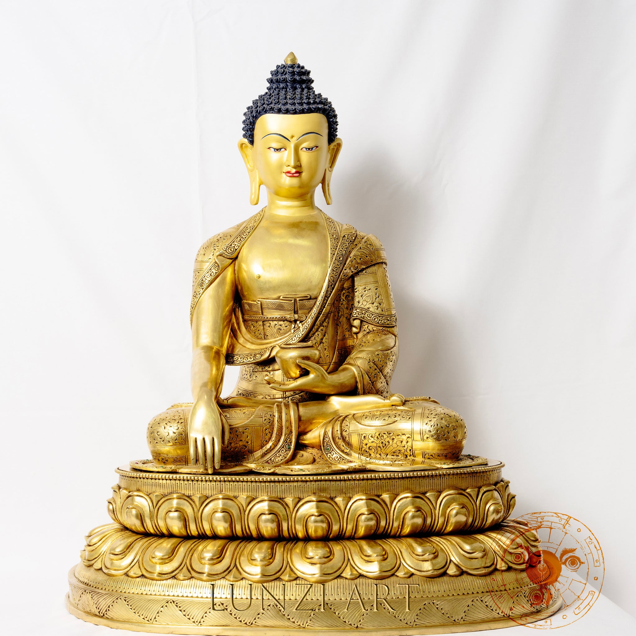 Fully Gilded Copper Buddha Seated Statue - statues