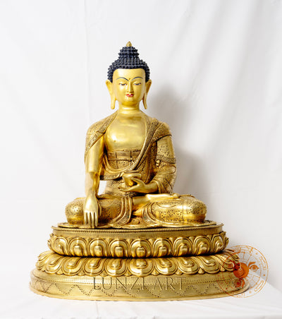 Fully Gilded Copper Buddha Seated Statue - statues