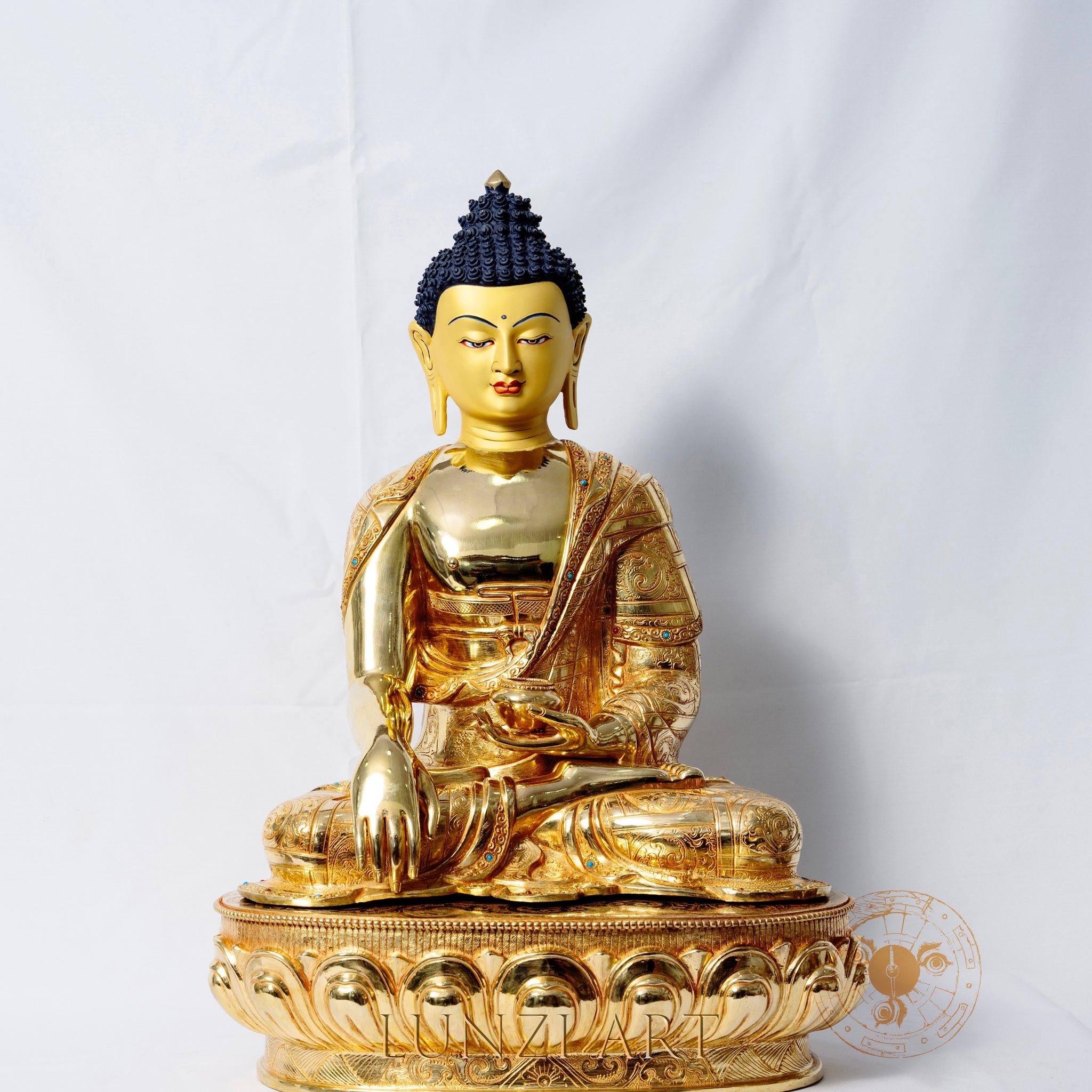 Fully Gilded Copper Buddha Seated Statue - statues