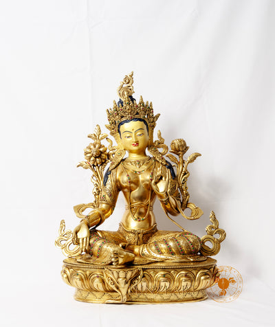 Gilded Copper Statue of Green Tara - statues