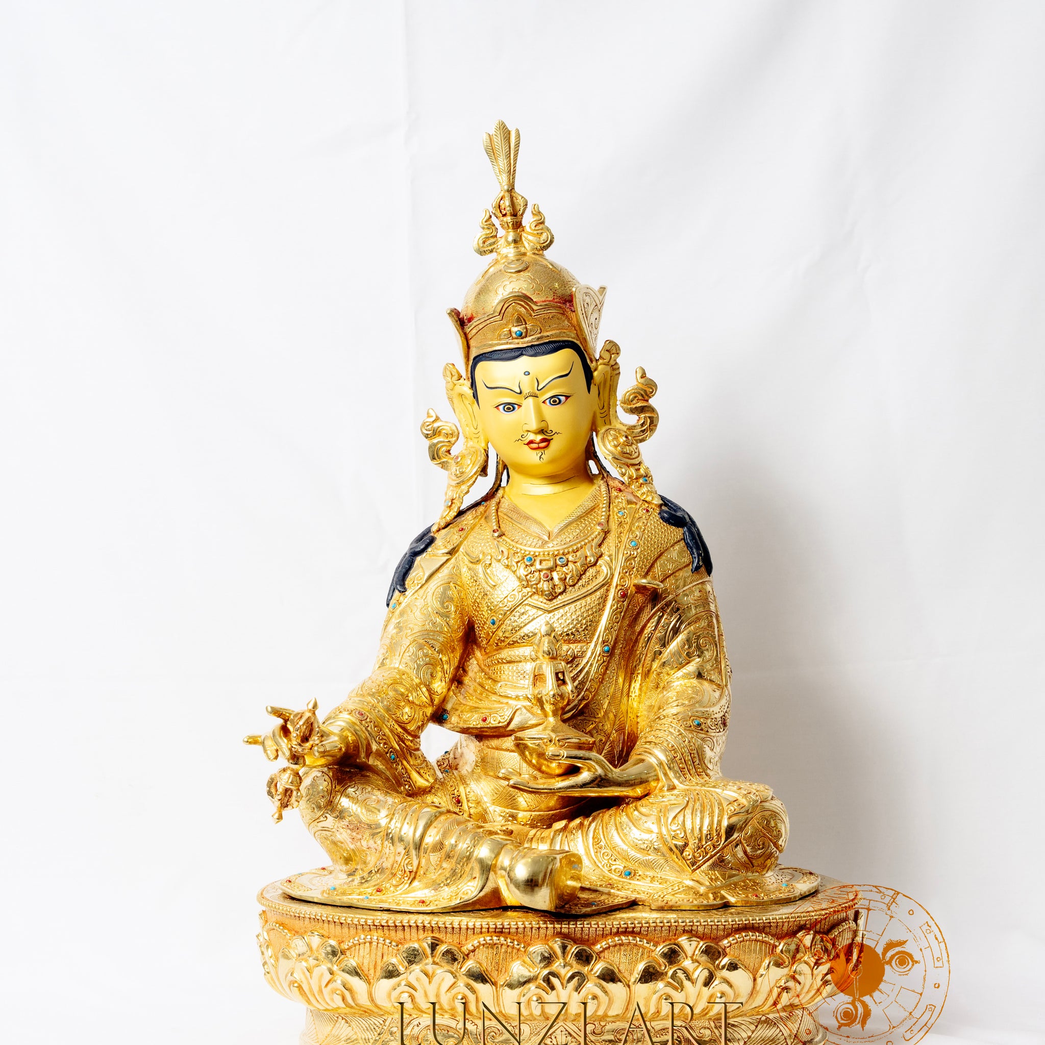Gilded Copper Statue of Guru Rinpoche - statues