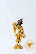 Gilded copper statue of Padmapani Lokeshwor holding a lotus - statues
