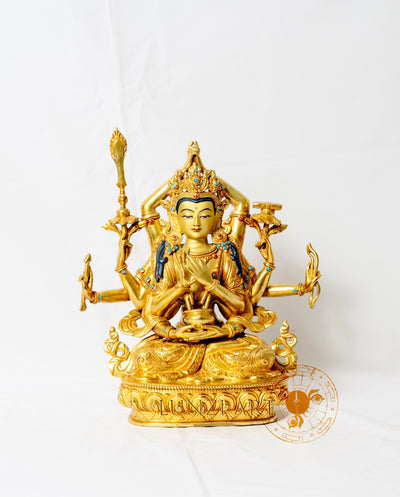 Gilded copper statue of the ten-armed Namasangiti Manjushri - statues