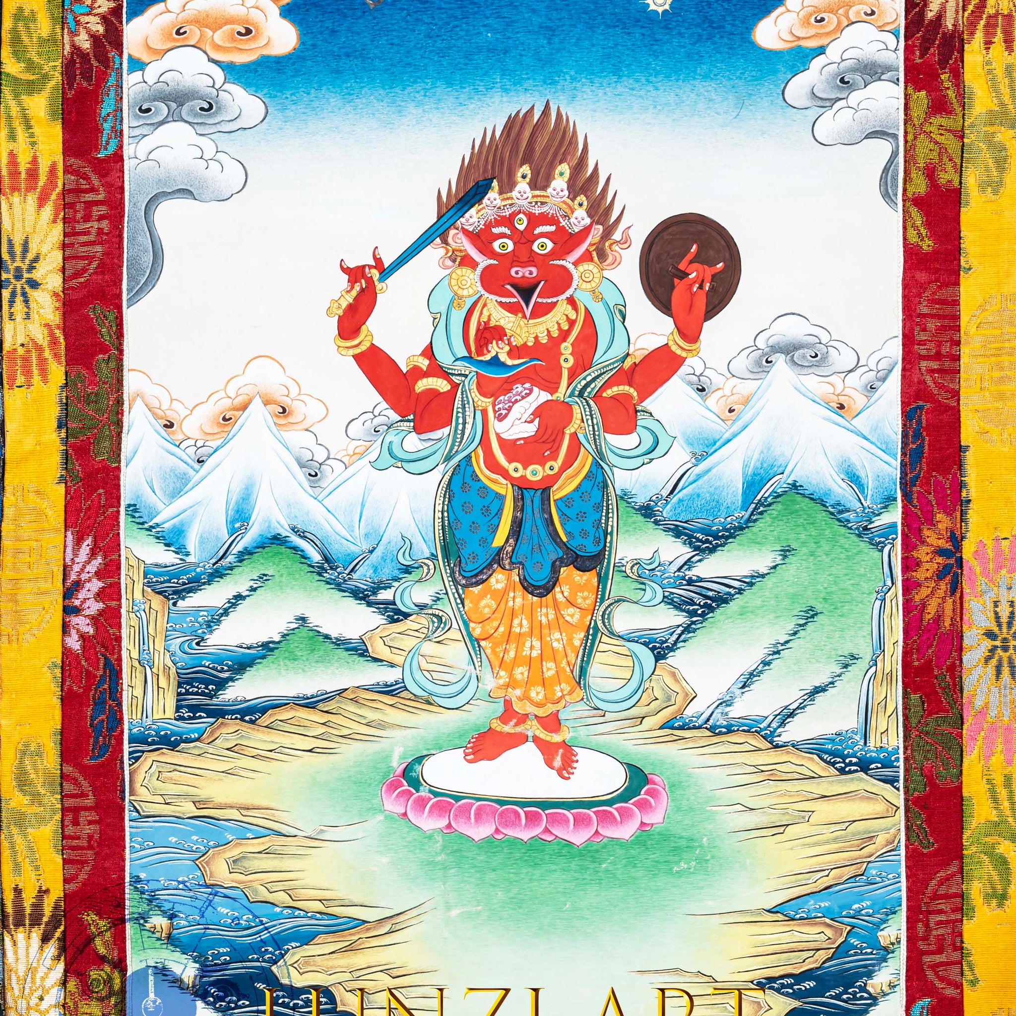 Hand-Painted Garuda Thangka – Sky-Born Vanquisher of Negativity - Thangka