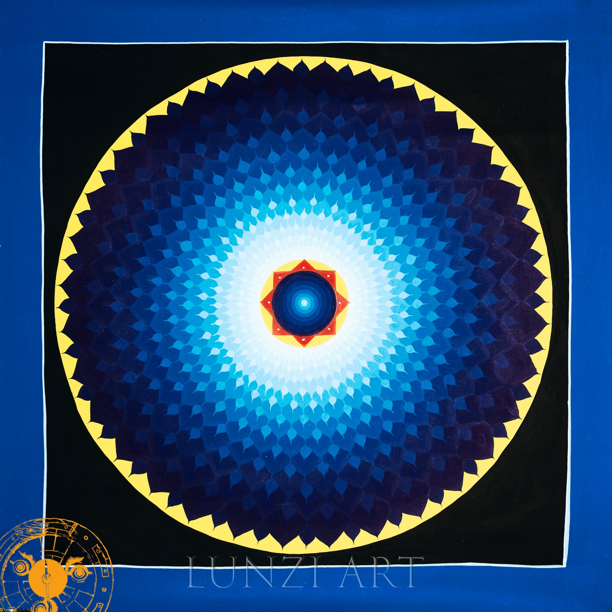 Hand-Painted Lotus Mandala Thangka - Thangka