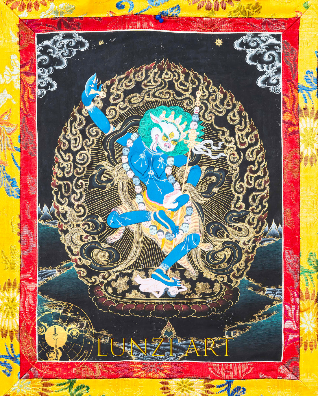 Hand-Painted Singhamukhi Thangka - Thangka