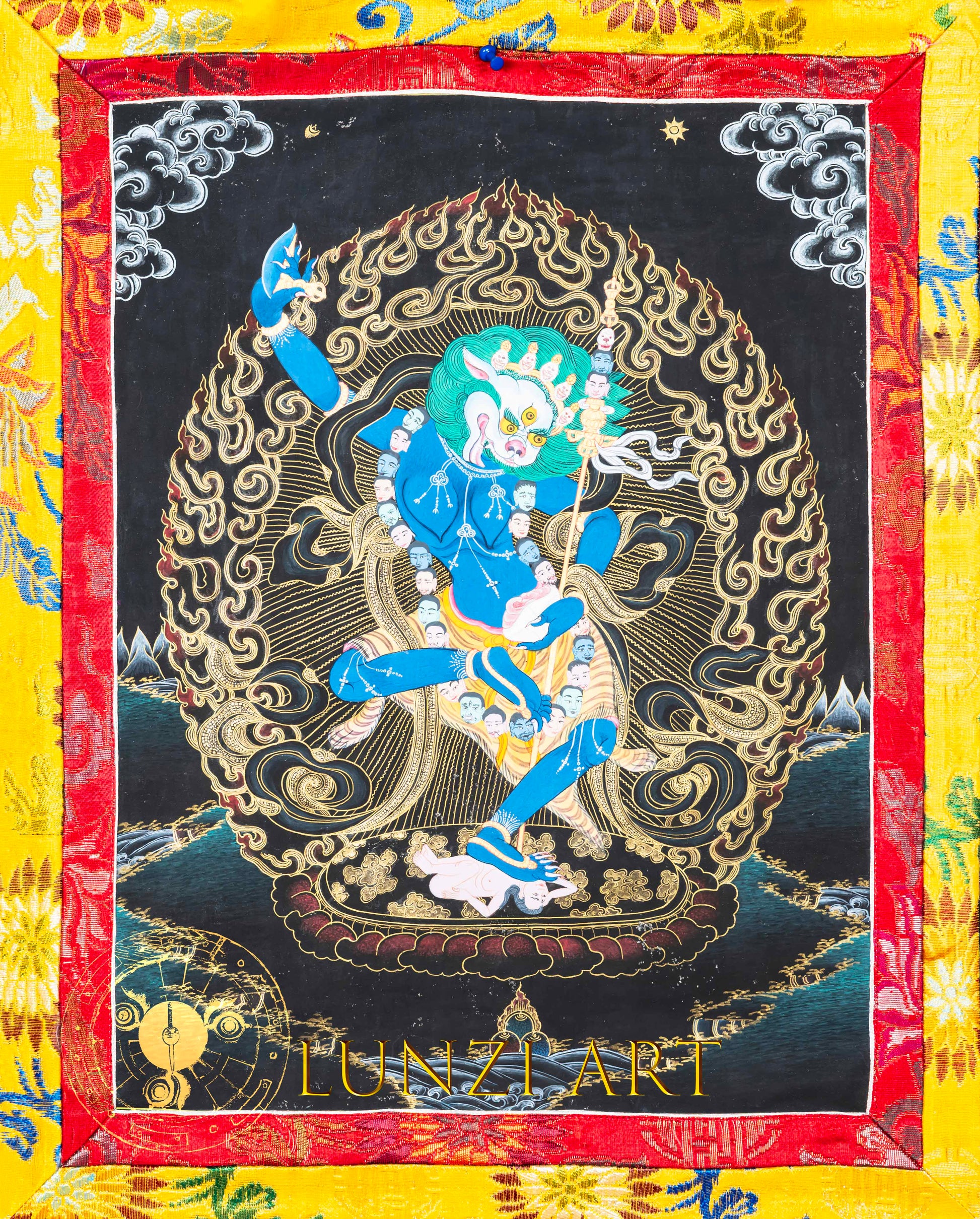Hand-Painted Singhamukhi Thangka - Thangka