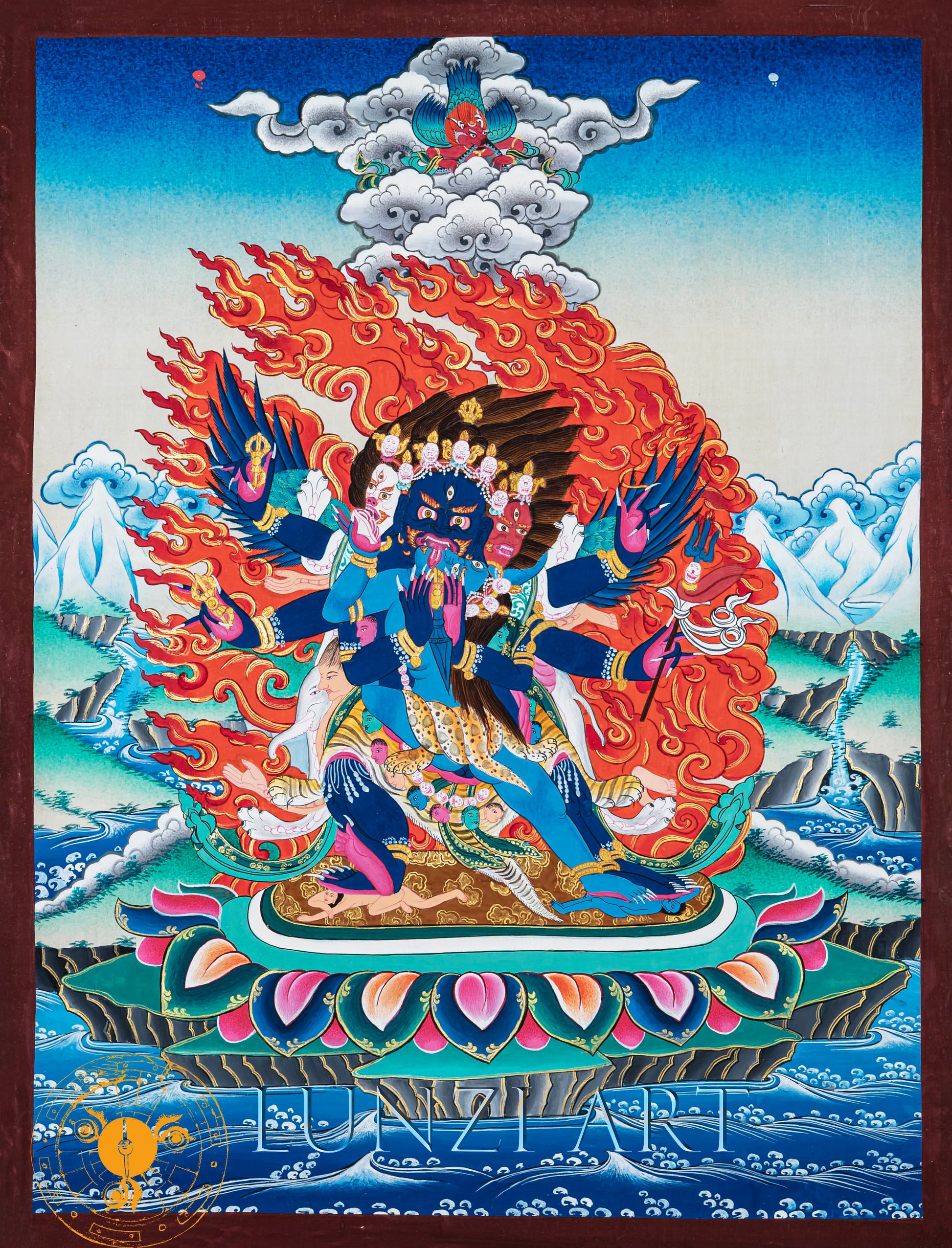Hand-Painted Thangka Heruka Chakrasamvara – Union of Bliss and Emptiness - Thangka