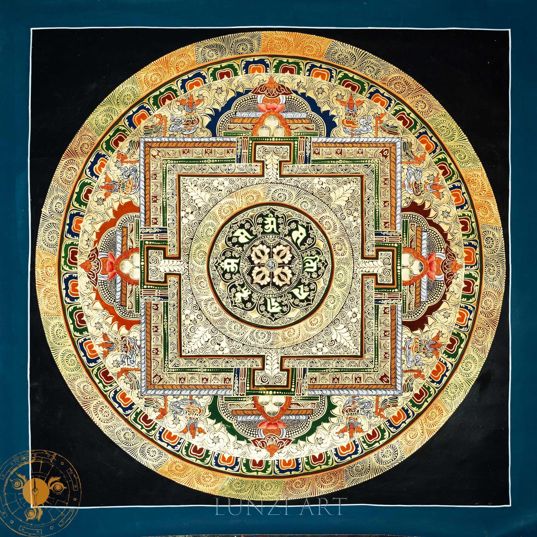 Hand-painted “Vajra Om Mandala” Thangka - Thangka
