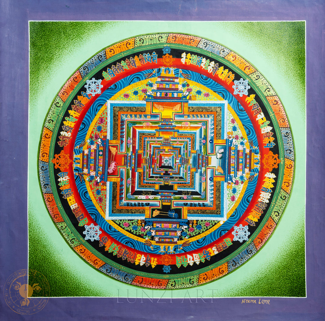 Handmade Eternal Universe Balance Kalachakra Mandala - Thangka