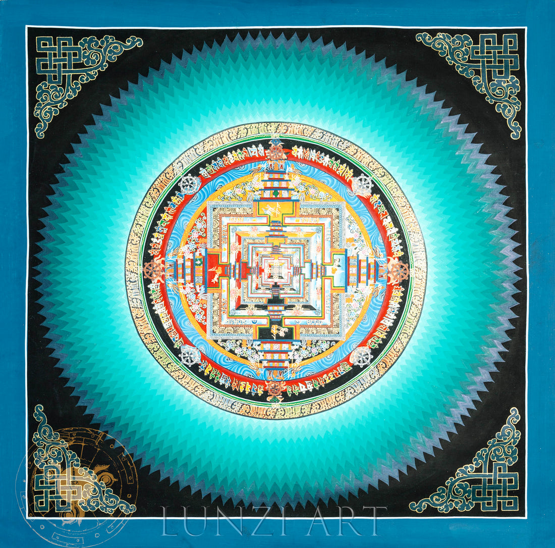 Handmade Lotus Kalachakra Mandala Thangka - Thangka