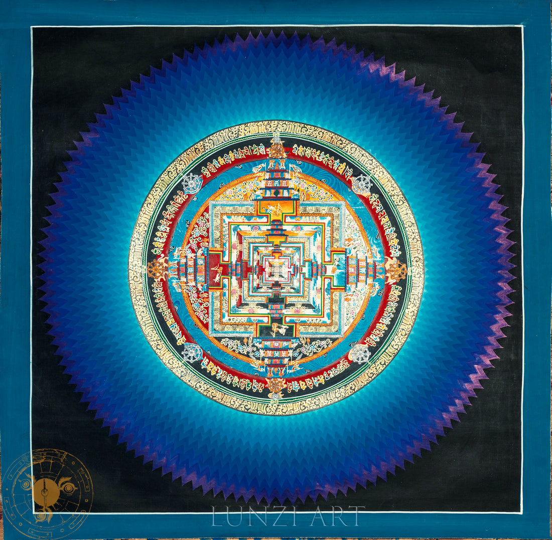 Handmade Lotus Kalachakra Mandala Thangka - Thangka