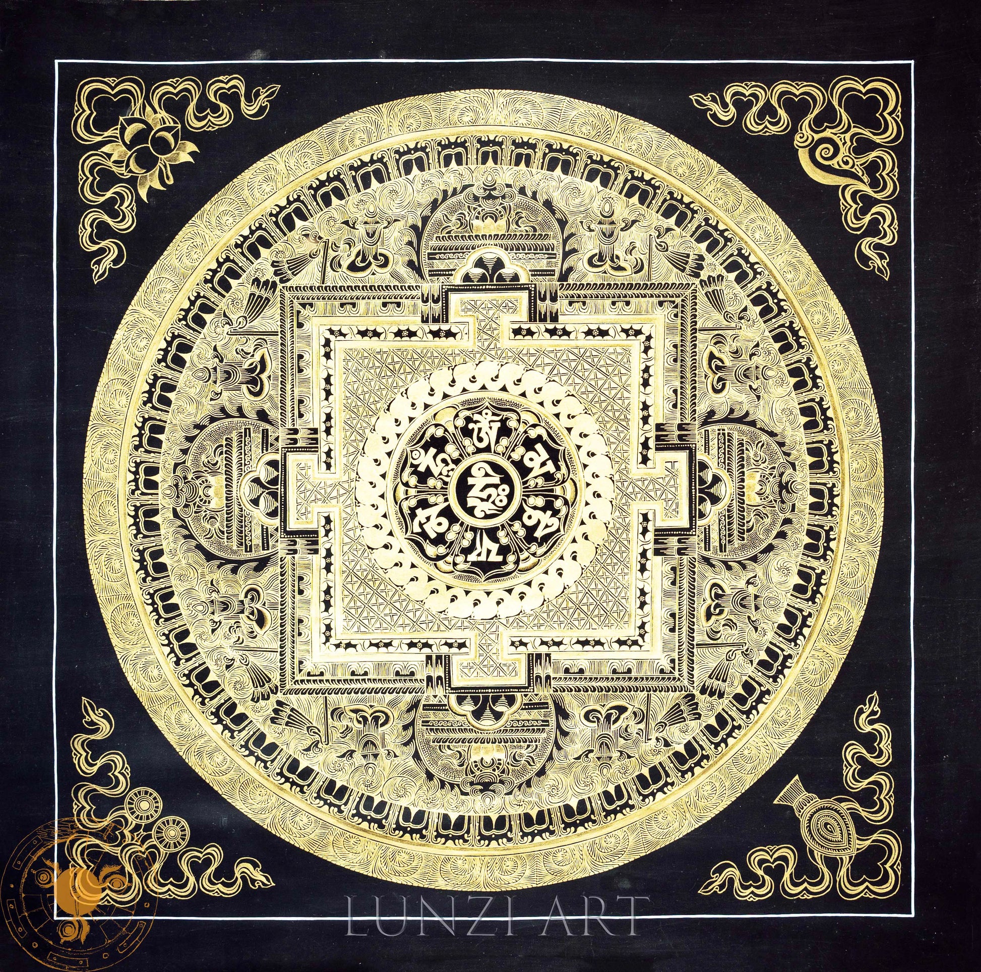 Handmade Mandala Thangka of Cosmic Enlightenment - Thangka