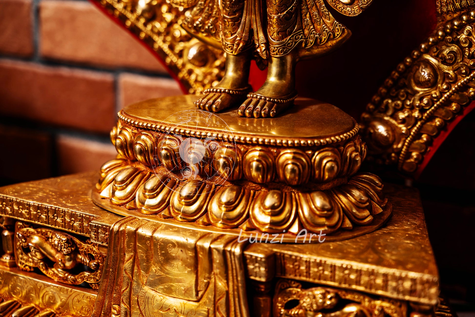 Large Gold Plated refined standing statue of the Thousand-Armed, Multi-Faced Avalokiteshwor, meticulously crafted by a nationally certified master - statues